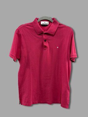 STONE ISLAND DARK PINK CHEST LOGO SLIM POLO SHIRT
